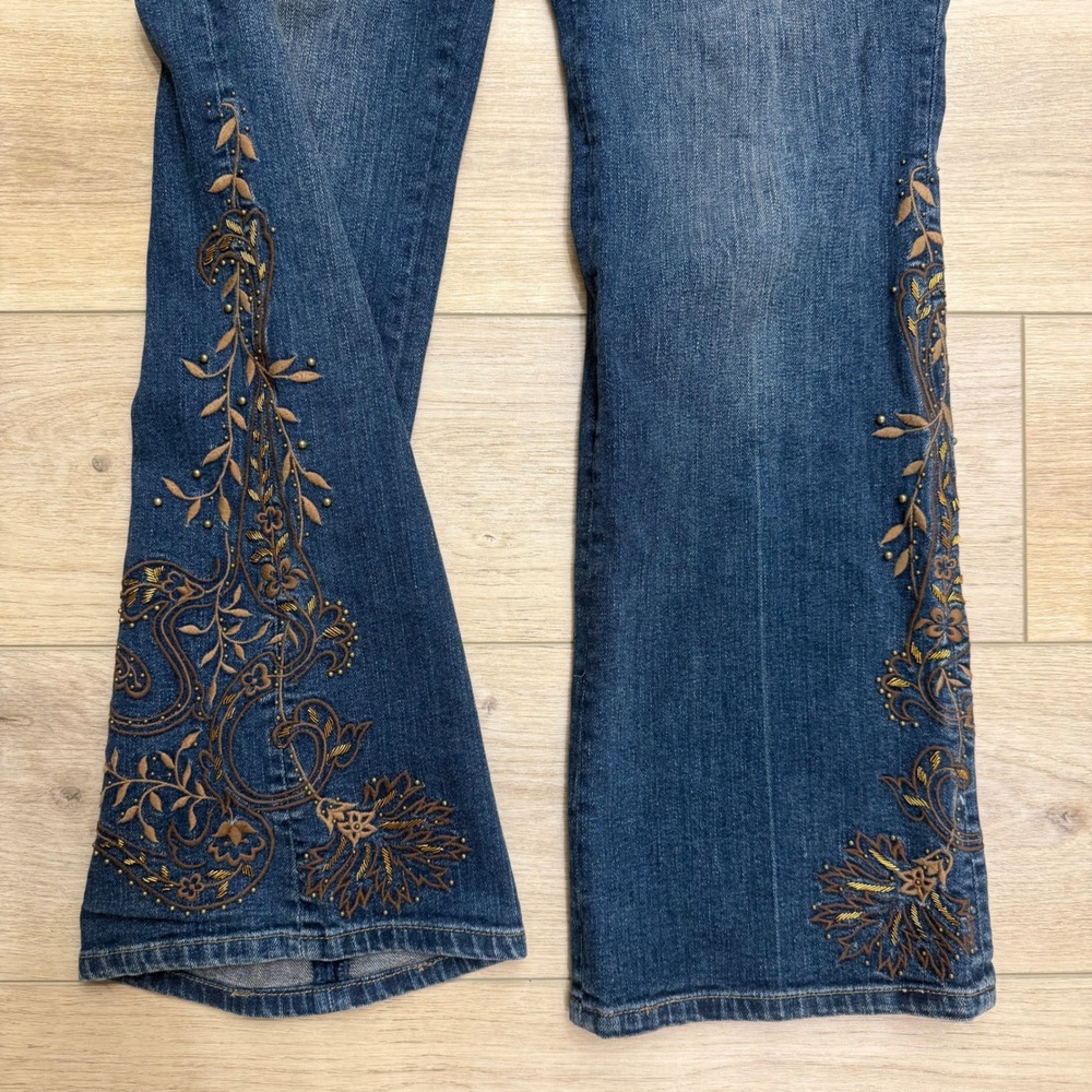 Lauren Ralph Lauren Embroidere Bootcut Blue Jeans Medium Wash Western Size 10 - Picture 2 of 14